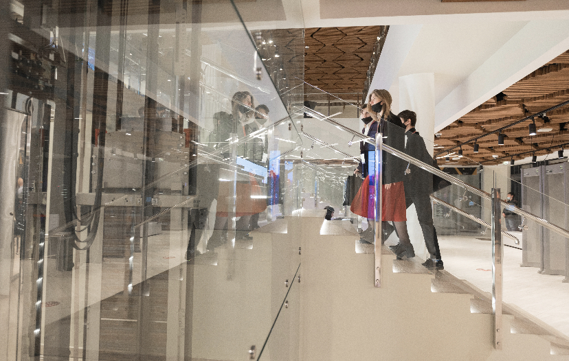 Students walking down the stairs